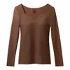 Roupas Beautificadoras de Pele com Ácido Hialurônico para Outono e Inverno para Mulheres com Bojos, Decote V Sem Costura, Alta Elasticidade, Camisetas de Manga Longa Quentes com Efeito Emagrecedor Invisível