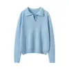 Estilo Minimalista Old Money|Versátil Suéter de Punto Consinee 100% Cachemira Pura para Mujer con Cuello Polo Ropa Exterior Capa Interior