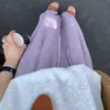 Pantalones Anchos de Algodón y Lino Morados para Mujer, Verano Delgados 2026 Nuevos Pantalones Rectos de Lino de Cintura Alta, Estilo Perezoso, Pantalones Casuales Adelgazantes