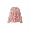 Corea del Sur Vit Girl's Otoño Combinación Total Estilo Holgado Perezoso Jersey Cuello Redondo Estampado Camisa de Manga Larga Top para Mujer