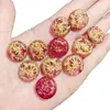Placa Redonda de Vidrio con Relieve Dorado 18*18mm Accesorios para Joyería DIY Colgante Hecho a Mano Cuerda para Ensartar Materiales para Fundas de Teléfono