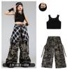 Roupa de Dança Jazz Infantil Camuflada Fashionável para Meninas Colete Preto Traje de Dança Meninas de Jazz Hip-Hop Roupas Tendência