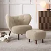 Cadeira Única Estilo Francês, Cadeira Sofá Individual, Cadeira de Lazer Designer Madeira Maciça Lã de Cordeiro Celebridade da Internet Banqueta Preguiçosa, Cadeira de Quarto