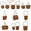 Cesta portátil de Rattan Cesta trançada de Rattan ferro vintage arranjo de flores pastoril cesta portátil de flores cesta trançada
