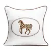 Almohadas Personalizadas Amazon Transfronterizas Cojines para Sofá Bordado Imitación Seda Lujo Ligero Hotel Mesita de Noche Lumbar