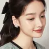 Pendientes de Botón Retro Francés de Trébol de Cuatro Hojas Completos de Circonita Diamantada para Mujer Aguja de Plata de Ley S925 Sensación de Lujo Ligero de Alta Gama Pendientes de Flor Joyería para Orejas para Mujer