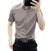Camisa fina de manga corta para hombre, italiana de alta calidad, sin planchar, antiarrugas, para verano, corte slim, de seda helada, casual de negocios