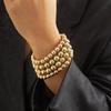 Pulseira de corrente com contas redondas exageradas estilo punk europeu e americano, pulseira geométrica de metal da moda hip hop