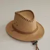 Sombrero de vaquero de verano para hombre, de cáñamo, con relieve, pequeño, de copa, para playa, para montar a caballo