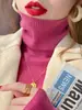 Suéter de Cuello Alto Otoño e Invierno Nuevo Año Nuevo Nuevo Negro Tejido Superior Pulóver de Moda Versátil Camisa Base Adelgazante Ropa Interior para Mujer