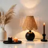 Pantalla de lámpara de encaje ondulado tejida con cuerda de papel personalizada, pantalla de araña de ratán calada, accesorios de iluminación decorativos para casa de huéspedes y dormitorio