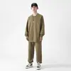 Outono e Inverno Novo Conjunto de Desenvolvimento Secundário Moletom com Gola Redonda Raglã Solto Placa Leve Tendência Estilo Casal Estilo de Hong Kong Casual
