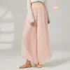 Pantalones de Chifón con Abertura para Danza Clásica Danza Moderna Danza China Pantalones de Práctica de Verano Pantalones de Pierna Ancha de Gasa para Mujer