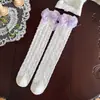 Calcetines Blancos de Princesa para Niña 2026 con Moño, Calcetines Largos Infantiles, Calcetines Altos de Algodón Finos Sin Costuras para Verano