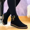 Botas Curtas Martin de Camurça com Solado Grosso, Novas, Europeias e Americanas, Transfronteiriças, para Mulheres, Tamanho Grande, Fivela de Cinto, Zíper Lateral, Botas Individuais Retrô