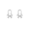 Pendientes de Plata de Ley S925 con Cierre de Mariposa, Diseño de Lazo con Circonita y Perla, para Mujer, Exquisitos y Delicados, con un Toque de Lujo Ligero y de Alta Gama, Únicos