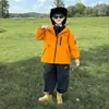 Jaqueta infantil, corta-vento para meninos, design três em um removível, novo estilo 2026, blusa corta-vento para meninas para primavera e outono