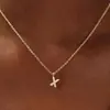 El Collar con Letra Más Vendido de Amazon con Diamantes, Exportación Personalizada Chapado en Cobre con Oro Real de 14K, Cadena para Clavícula, Regalo de Moda para Fiestas