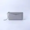 Cartera de Mujer Ultradelgada Color Sólido Multifuncional Larga Portátil Correa de Muñeca Extendida Bolsa para Teléfono Móvil