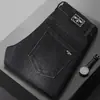 Jeans Preto de Marca Italiana de Luxo para Homens, Forrado com Lã, Novo Estilo Outono e Inverno 2025, Corte Reto Slim Fit, Calça Casual Afunilada