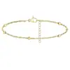 Moda Europea y Americana Pulsera de Tobillo de Bolas Doble Capa con Cierre de Clip de Cobre Dorado para Mujer Estilo Simple Elegante Playa Apilable Joyería para el Pie