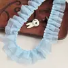Borde de Encaje Plisado de Gasa de Doble Capa de 4 cm de Ancho Puños para Ropa Lolita Tela para Ropa de Muñeca Juguete Accesorios de Bricolaje