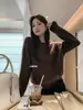 Suéter de Tricô Solto com Gola Redonda e Mangas Longas, Estilo Coreano, Corte Relaxado Emagrecedor, Cor Verde Limão com Chá, Outono 2026, para Mulheres