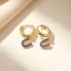 Nuevos Pendientes de Letras Completamente Incrustados con Diamantes Estilo Europeo y Americano para Mujer, Clips para Orejas Dorados de Acero Inoxidable, Pendientes de Moda y Únicos, Más Vendidos a Través de las Fronteras