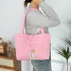 Bolso Bordado Nuevo de Dibujos Animados, Lindo y Suave, Bolso de Hombro de Gran Capacidad, Bolso Tote Versátil Acolchado de Algodón para el Trabajo