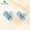 Joyería para Ojos Amorosa Cielo Azul Transparente Flor Suave Pinzas para Orejas Suaves y Delicadas Exquisitas Pinzas para Orejas de Nicho de Gama Alta Transparentes