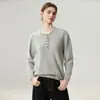 ¡Un gran hallazgo! Suéter de cachemira estilo minimalista para mujer, cuello redondo, suéter de punto de cachemira, holgado, adelgazante, top versátil, grueso