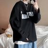 Camiseta Blanca de Manga Larga para Hombre Primavera Holgada a la Moda Versátil Camiseta Base Ins Estilo Hong Kong Primavera y Otoño Moda de Marca Suéter High Street