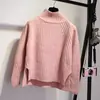 Suéter Pulôver Twist Novo Outono e Inverno Frente Curta Costas Longas Feminino Espessado Estilo Coreano Cor Sólida Suéter Básico para Mulheres