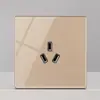 Painel de Tomada com Interruptor FLKL de Vidro Temperado Dourado Tipo Alavanca Reset 86 Embutido na Parede Interruptor para Hotel Casa