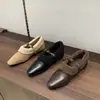 Zapatos Planos de Estilo Chanel para Mujer, con Puntera Cuadrada, Adorno de Flor Metálica, Forro de Borrego, Calzado Bajo, Zapatos Mary Jane de Correa Única, Mocasines Cálidos