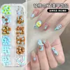 Acessórios de Arte para Unhas Desenho Animado 12 Grades Mistos Fofos Preto e Branco Clássico Gato Kt Tartaruga Estéreo Resina Decorações para Unhas