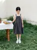 Conjunto de Camisa Estilo Muñeca de Manga Corta y Falda con Tirantes para Niñas Mayores, Ropa Infantil, Conjunto de Dos Piezas de Camiseta y Vestido para Niñas