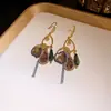 Brincos Redondos Coloridos Retro com Franjas e Cravejados de Diamante, Ganchos de Orelha Estilo Étnico Boêmio, Brincos de Luxo Leve e de Alta Qualidade para Venda por Atacado