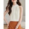 Foto Real del Nuevo Top Halter de Verano 2025 Estilo Hong Kong para Mujer, Camisola sin Mangas con un Diseño Único, Blusa Nicho Estilo Francés