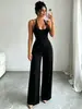 G26J864 Moda feminina transfronteiriça europeia e americana Amazon novo macacão sem mangas de cintura alta com um elegante design de alça