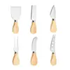 Cuchillo para Queso de Acero Inoxidable Pala para Pastel de Queso Tenedor para Alimentos Herramienta para Pizza juego Cuchillo para Queso con Mango de Madera Vajilla para Comida Occidental
