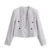 Top Z de manga larga 5700 cuello en V elegante 1202644 nuevo versátil estilo europeo y americano moderno blazer corto de moda ZA