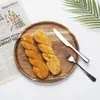 Prato de Jantar Personalizado em Madeira de Acácia, Bandeja de Chá, Prato de Lanche, Prato de Pão e Frutas, Bandeja de Chá Redonda Doméstica, Prato para Bolo de Frutas
