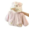 Chaqueta de Invierno con Forro de Felpa para Bebé Niña Infantil Pequeño Súper Linda Encantadora Capucha de Conejo Versátil Top Peludo Chaqueta Cálida