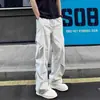 Pantalones beige de corte inclinado de secado rápido estilo americano transfronterizos, pantalones de trabajo de verano para hombre de moda, pantalones casuales estilo paracaídas con protección solar