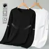 Camiseta de manga larga de otoño, diseño estampado, talla grande, para adolescentes, cuello redondo de hombre, simple y de corte holgado, top moderno