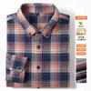 Camisa de Manga Larga a Cuadros Casual de Algodón Modal para Hombre 2026 Nueva Camisa de Otoño con Cuello de Botones para Hombres de Mediana Edad