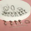 Novo Conjunto de 17 Peças de Pregos de Aço Inoxidável com Fundo Plano e Lábio de Pino, e Pregos de Nariz, Versátil e Exquisita Joia de Piercing de Nariz com Zircônia