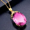 Colgante Sexy Rosa con Forma de Corazón de Melocotón Chapado en Oro Diamante Piedra Ovalada Grande Desnuda Color Diamante Colgante Tesoro de Lujo Noble