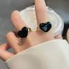 Nueva versión coreana de anillo de amor con pegamento de gota de industria pesada de alta calidad con diseño femenino, anillo de dedo índice abierto con textura, accesorios al por mayor